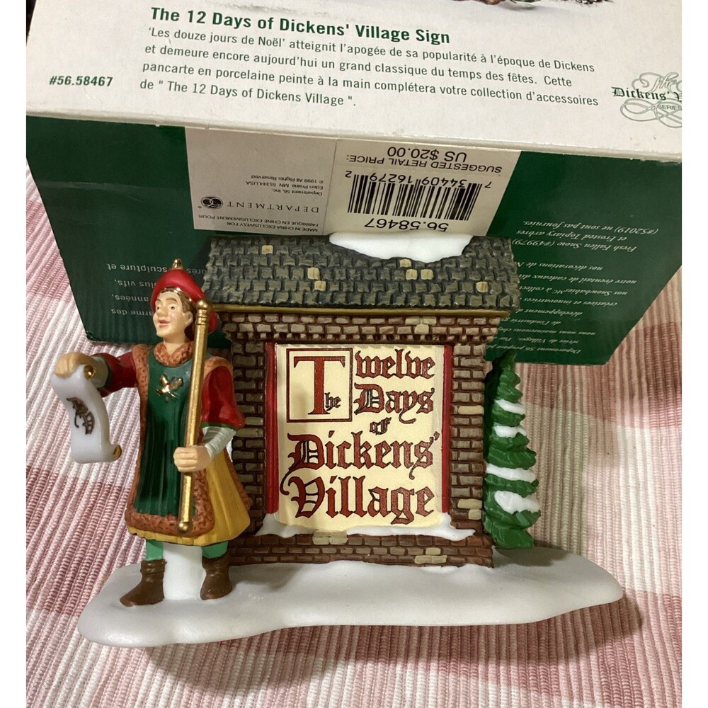 DEPT 56 THE 12 TWELVE DAYS OF DICKENS' VILLAGE SIGN-CHRISTMAS-NEW IN BOX